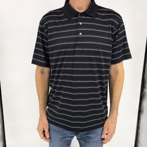 PGA Tour Black Striped Polo Golf Shirt EUC